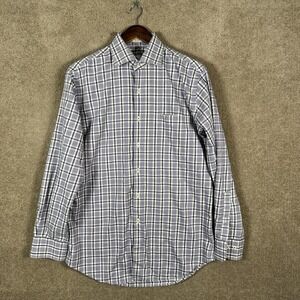 Peter Millar Shirt Mens Medium Blue Plaid Long Sleeve Button Up Cotton Dress
